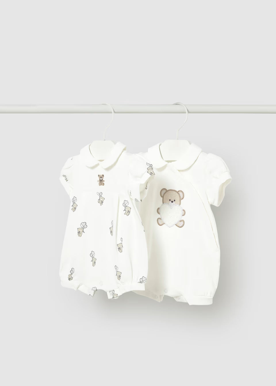 Mayoral 2pc Embroidered Bear Rompers