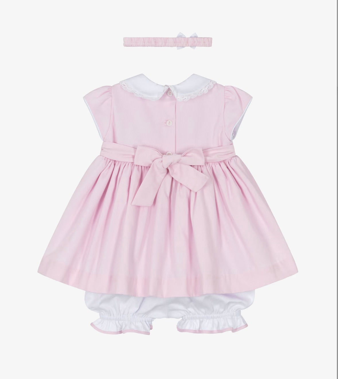 Pretty Originals Girls Pale Pink with Lilac Hand-Smocked Dress & Headband Set (Copy)