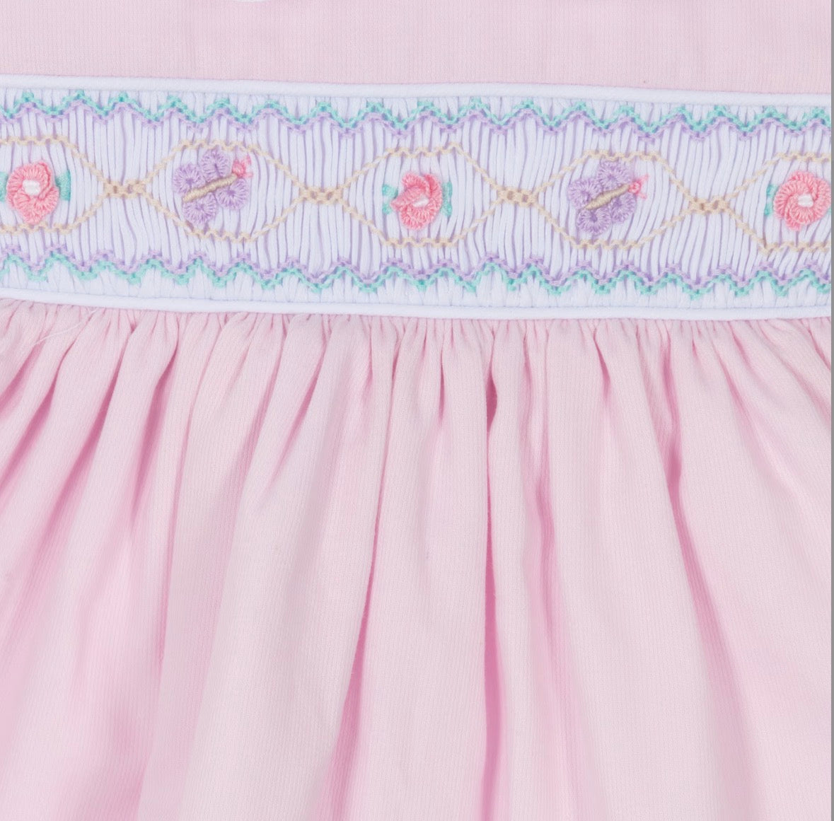 Pretty Originals Girls Pale Pink with Lilac Hand-Smocked Dress & Headband Set (Copy)