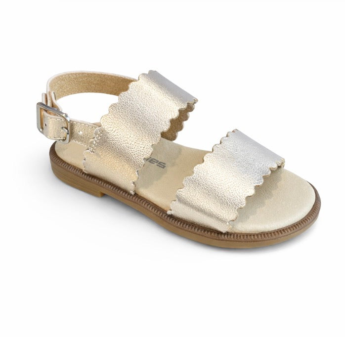 Andanines Gold Scalloped Edge Sandals
