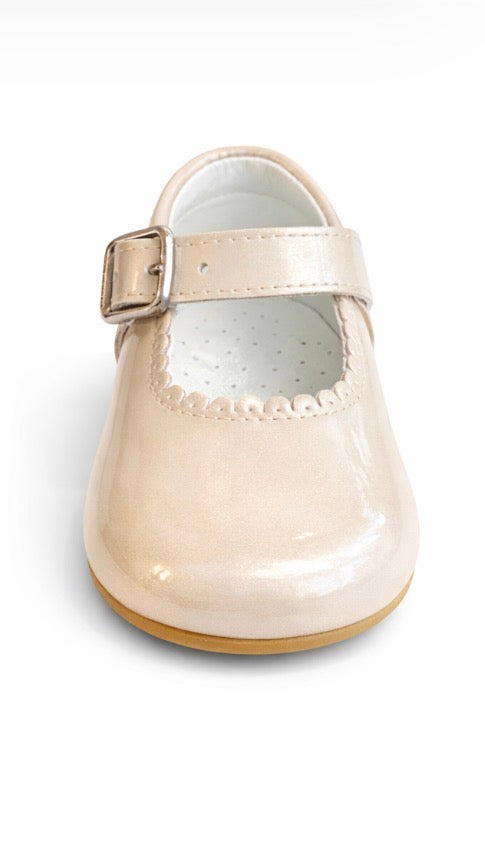 Andanines Pearl Nude Mary Jane Patent Leather Shoes