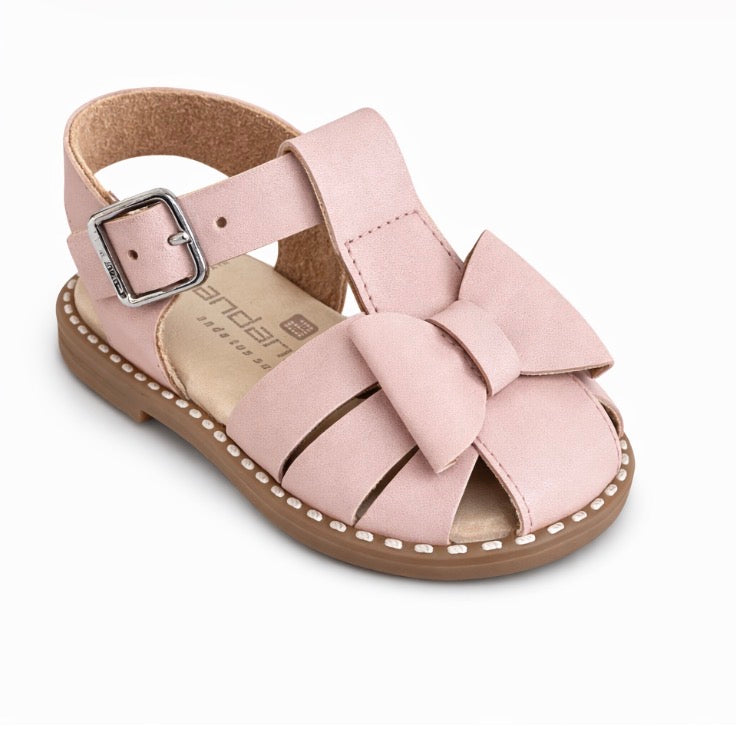 Andanines Dusky Pink Caged Bow Sandals