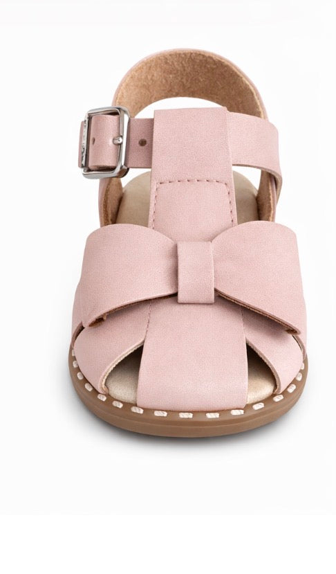 Andanines Dusky Pink Caged Bow Sandals