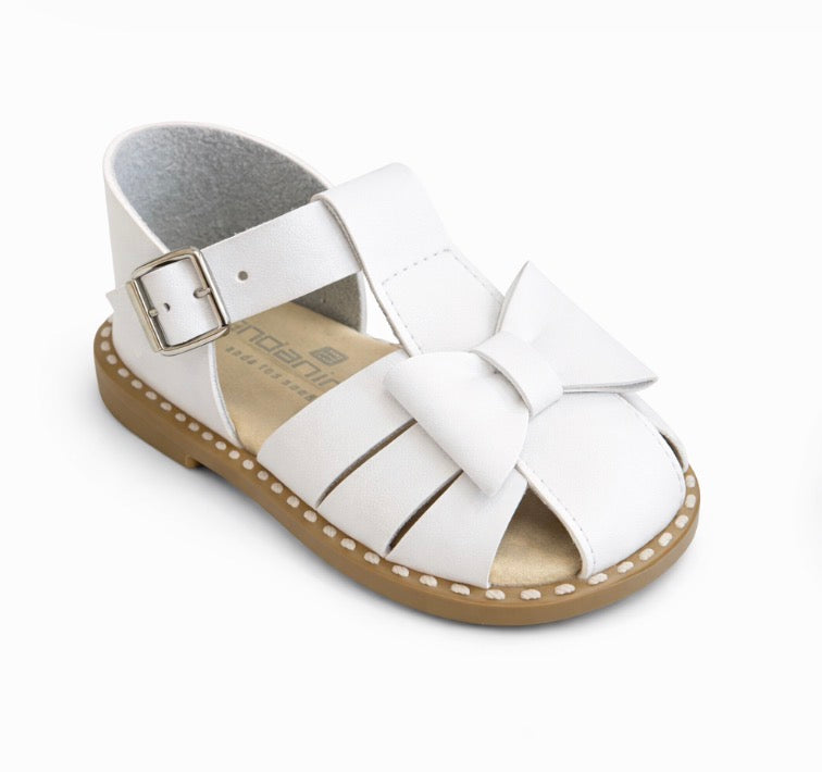 Andanines White Caged Bow Sandals