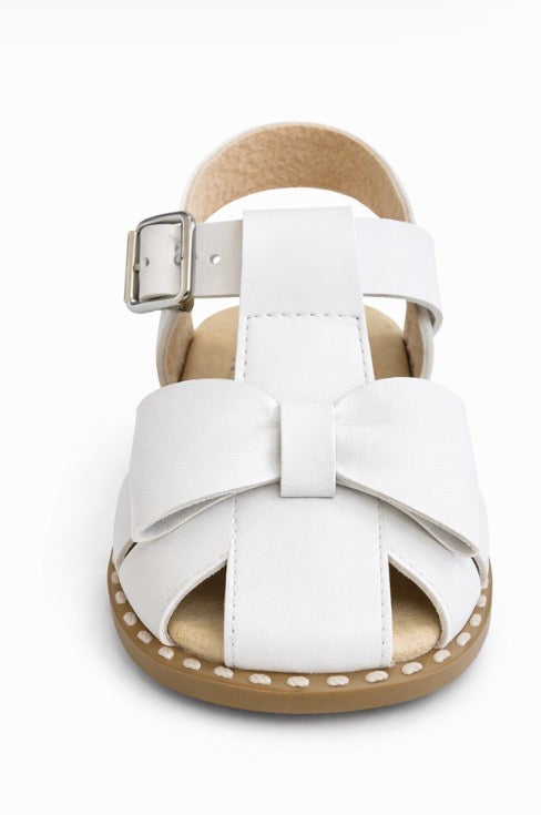 Andanines White Caged Bow Sandals