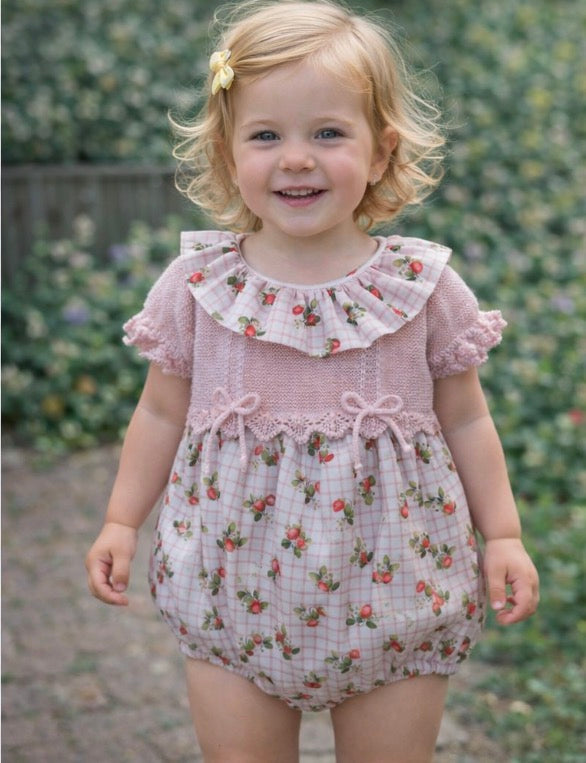 Sardon Pale Pink Strawberry Knit Romper