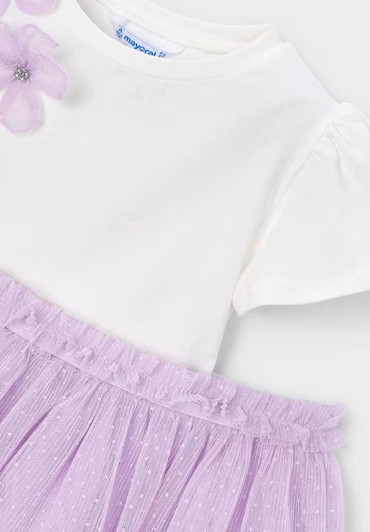 Mayoral Embellished Floral Top and Lilac Detailed Tutu Skirt