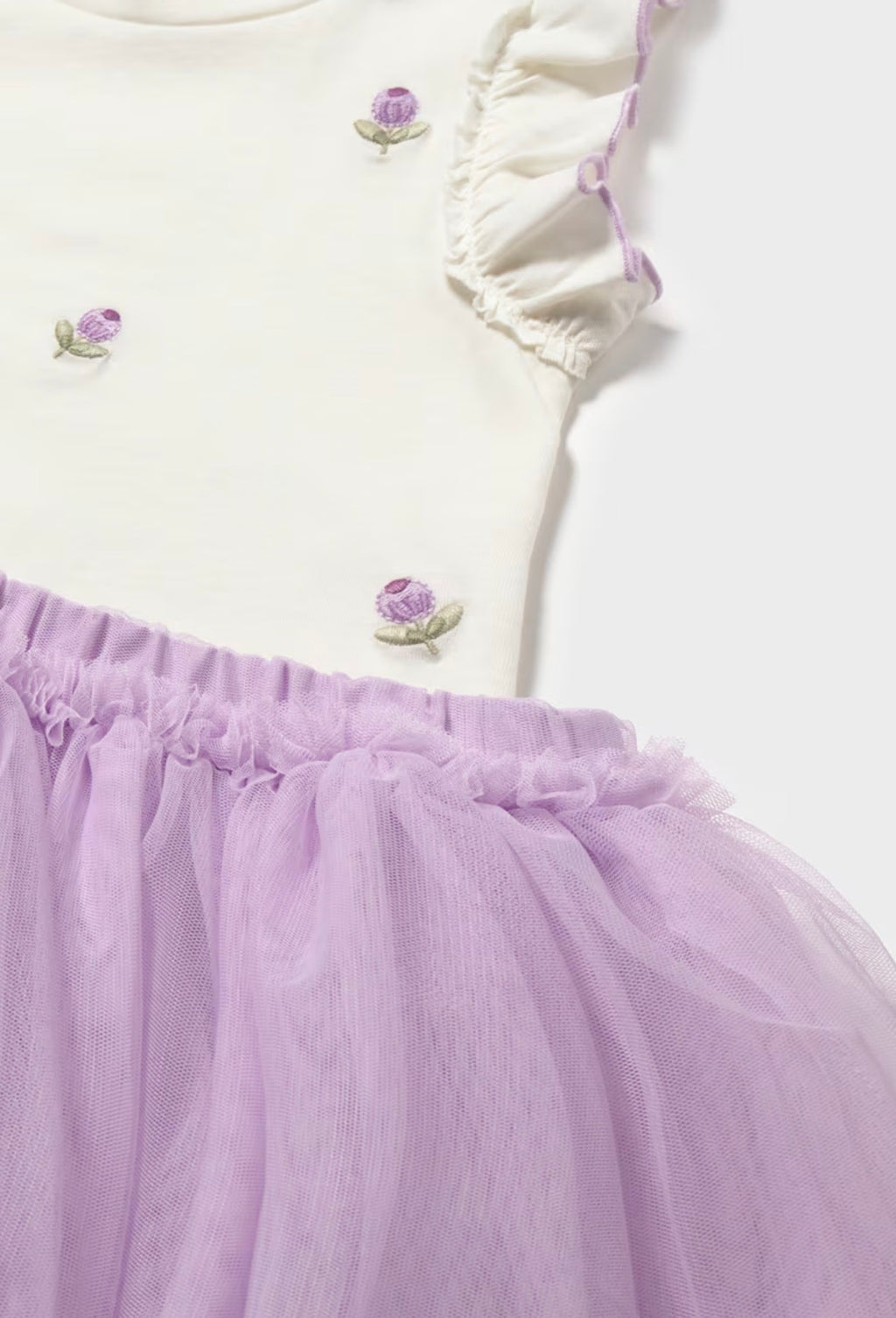Mayoral Embroidered Floral Top and Lilac Tutu Skirt