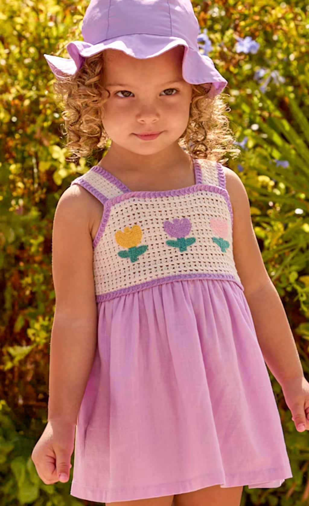 Mayoral Lilac Crochet Top Floral Dress