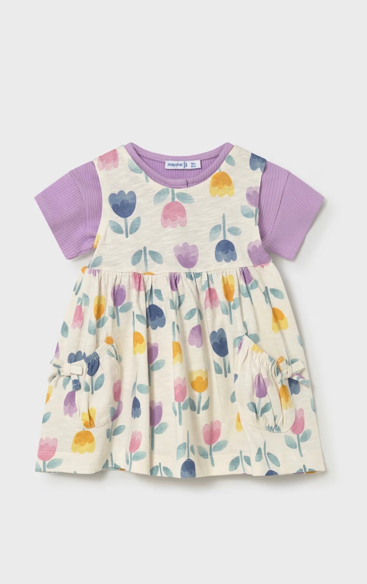 Mayoral Lilac Floral Dress and Cardigan Set