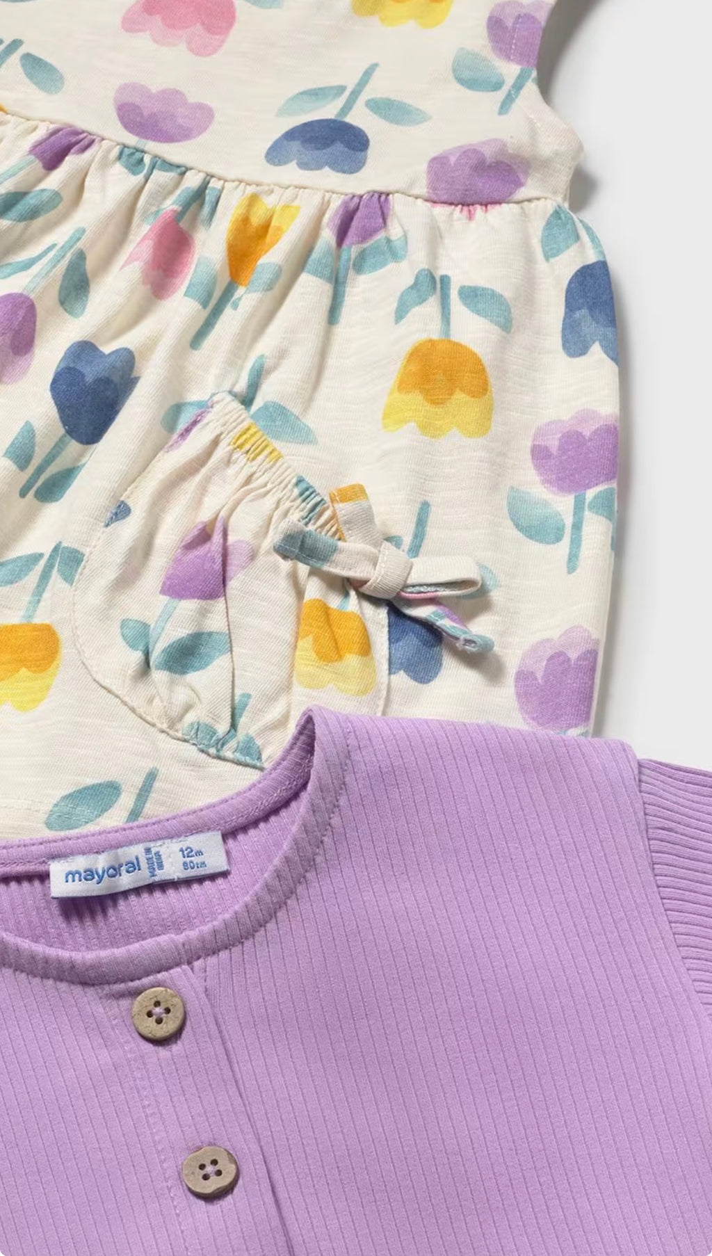 Mayoral Lilac Floral Dress and Cardigan Set