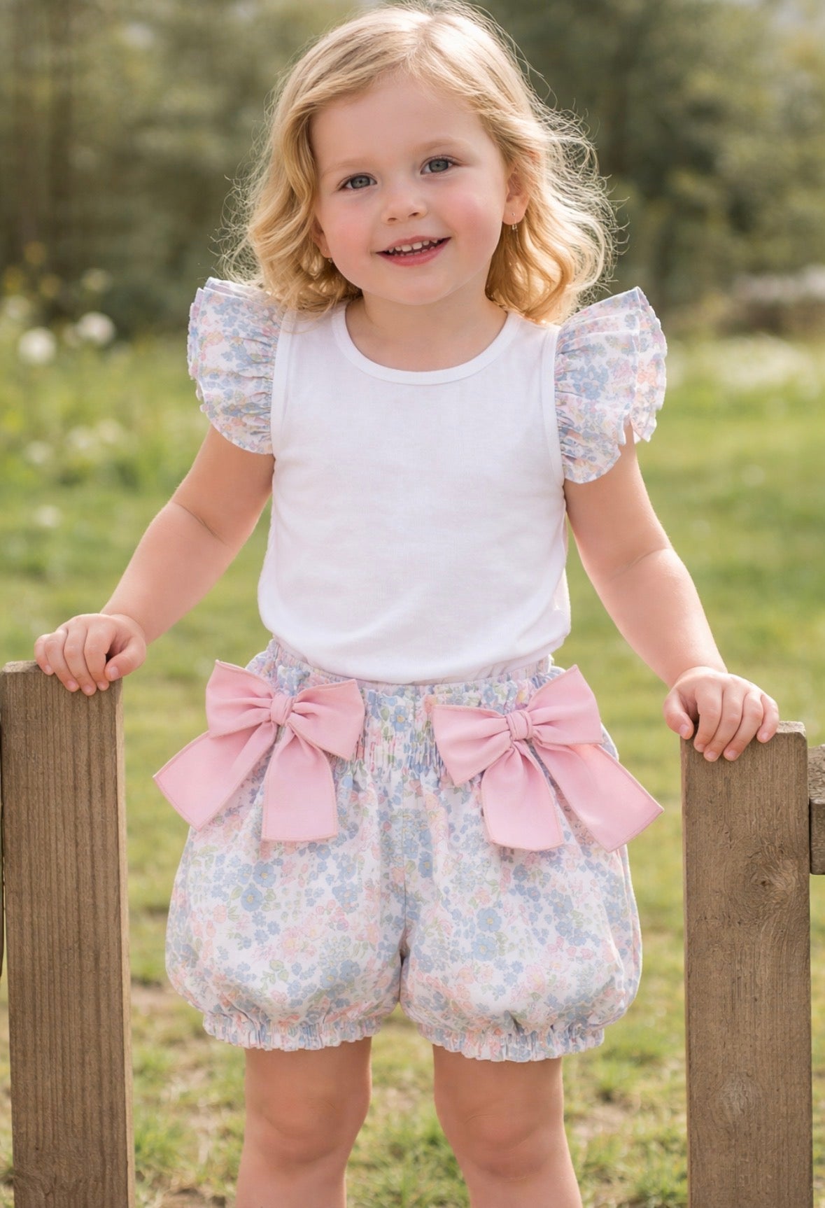 Meia Pata Bubble Flowers Liberty T-shirt and Shorts Set