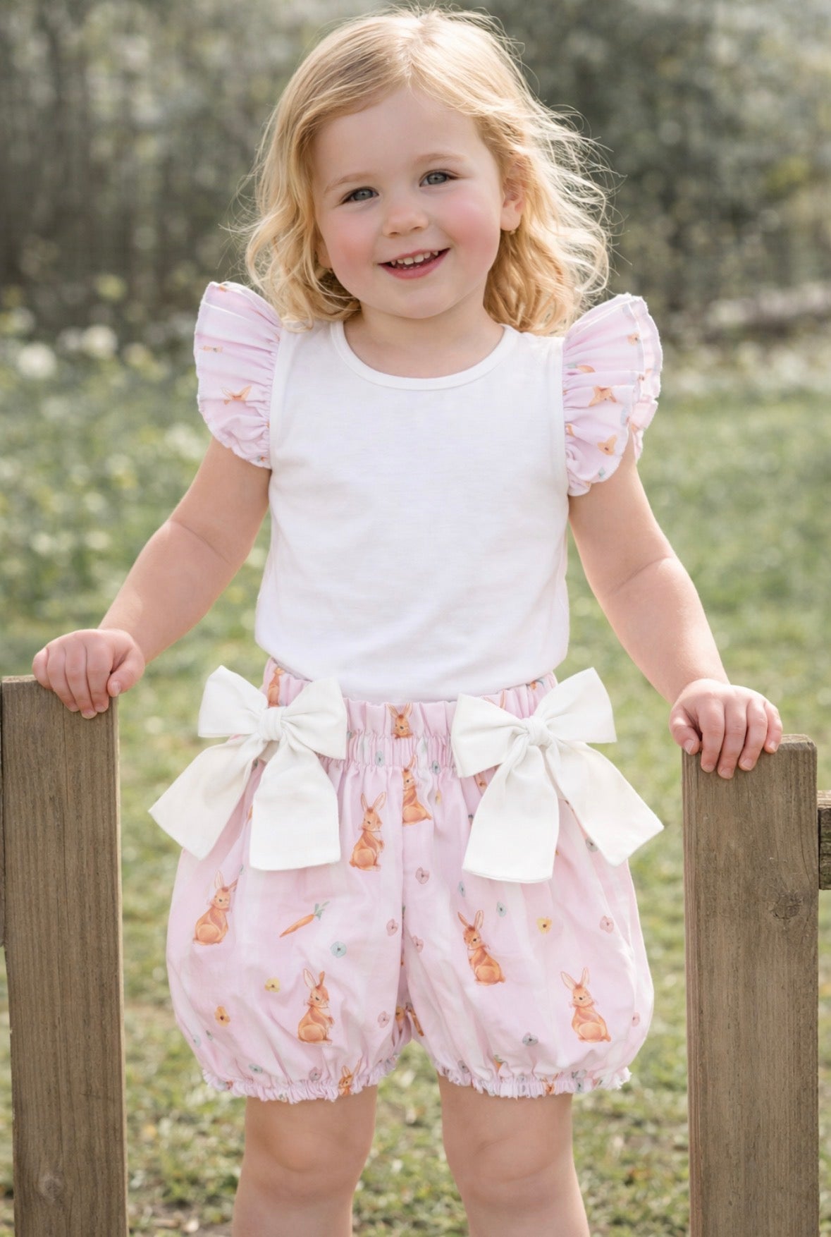 Meia Pata Bubble Pink Bunny T-shirt and Shorts Set