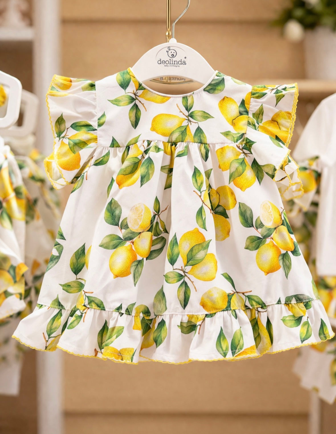Deolinda Lemon Print Side Bow Dress with Jam Pants