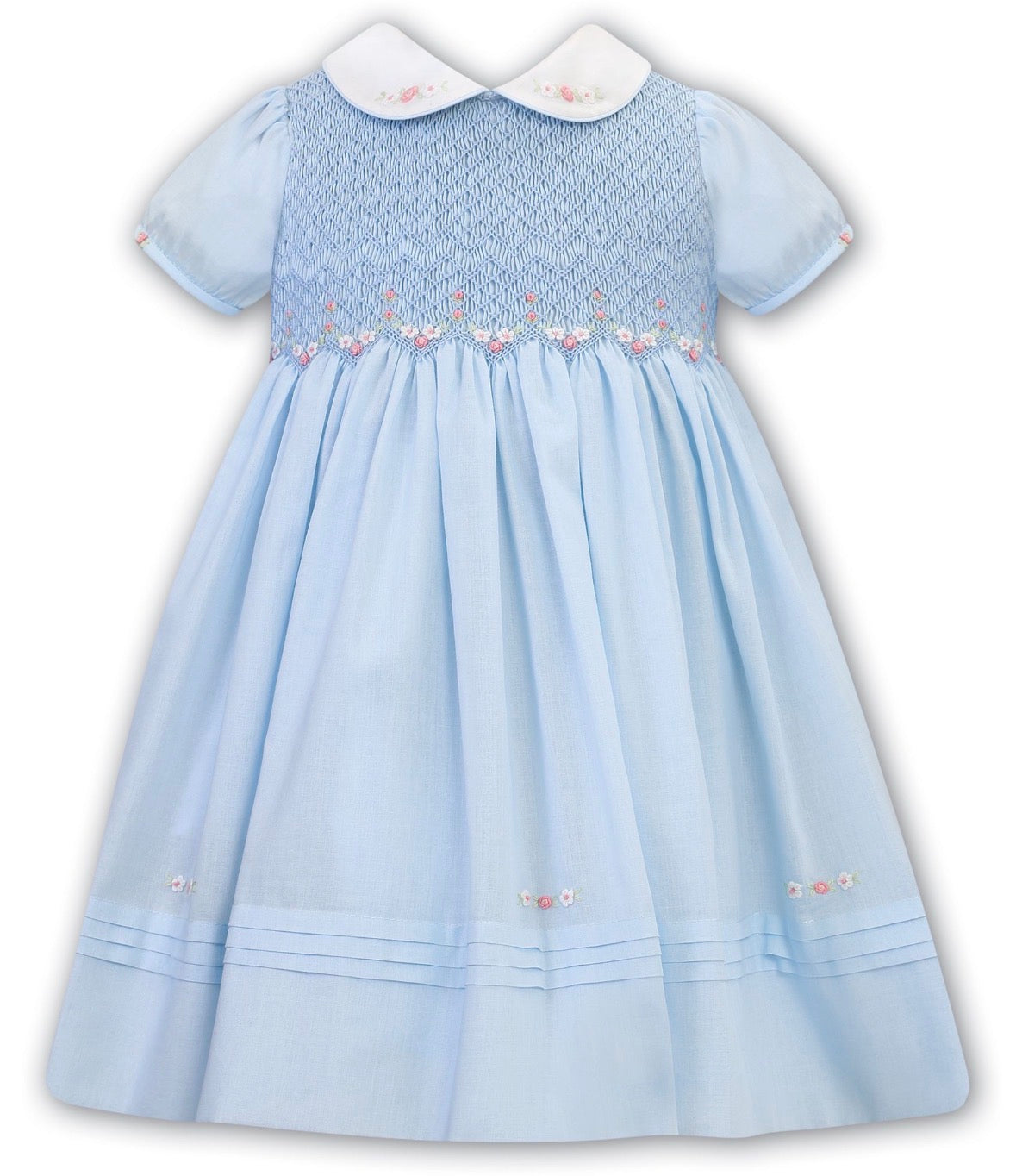 Sarah Louise Classic Blue Short Sleeved Smocked Dress