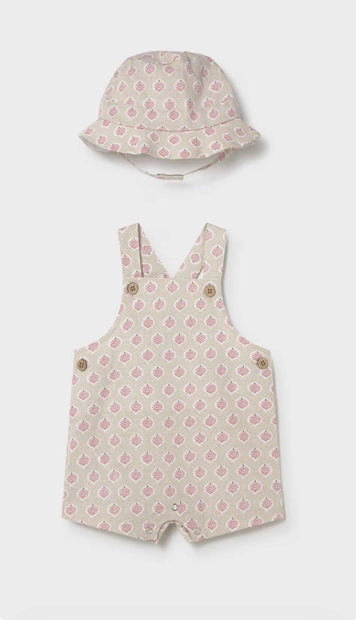 Mayoral Terracota Printed Dungaree with Hat