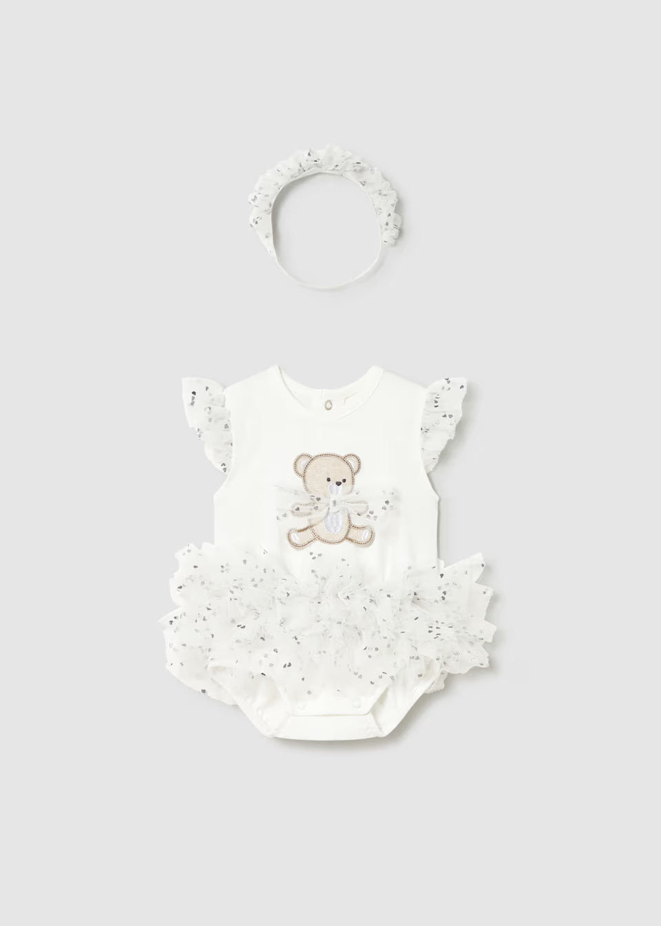 Mayoral 2pc Newborn Bear Tutu Bodysuit with Headband